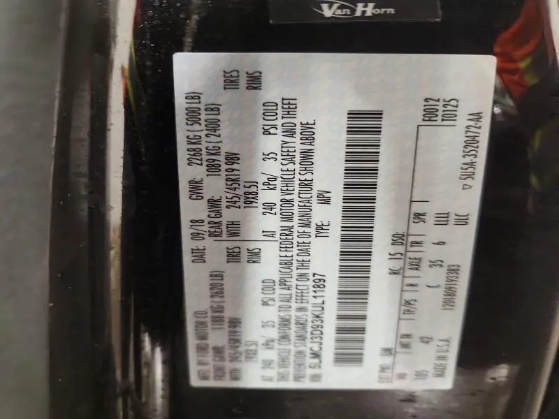 2019 LINCOLN MKC RESERVE  