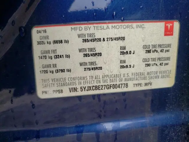 2016 TESLA MODEL X 