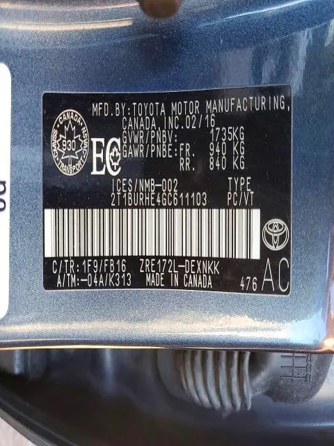 2016 TOYOTA COROLLA L  