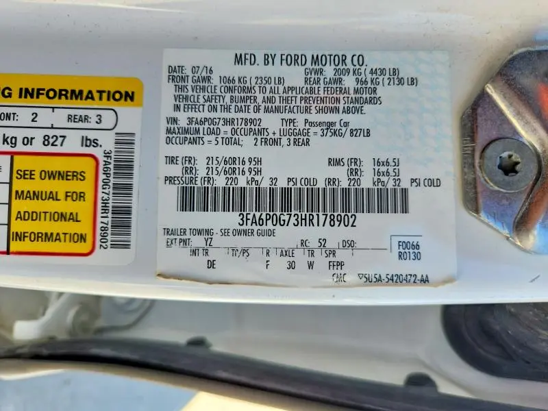 2017 FORD FUSION S  