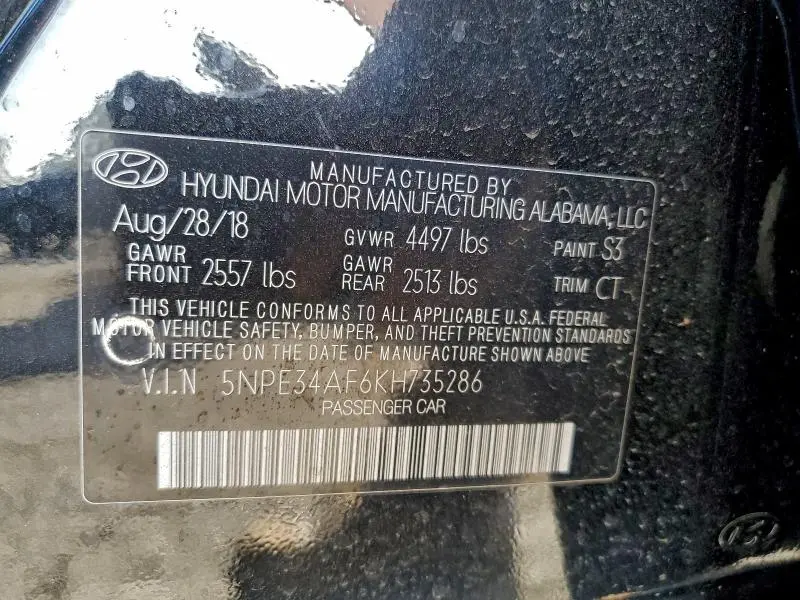 2019 HYUNDAI SONATA LIMITED  