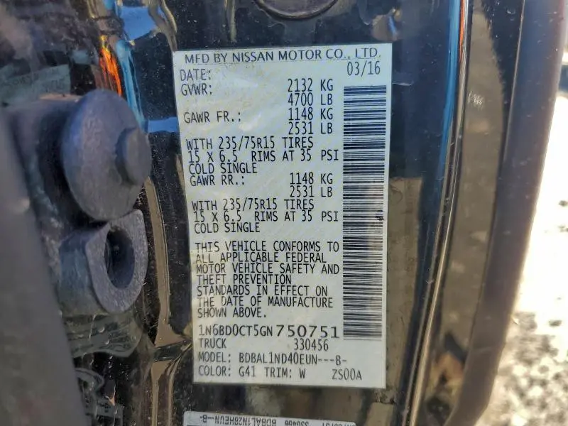 2016 NISSAN FRONTIER S  