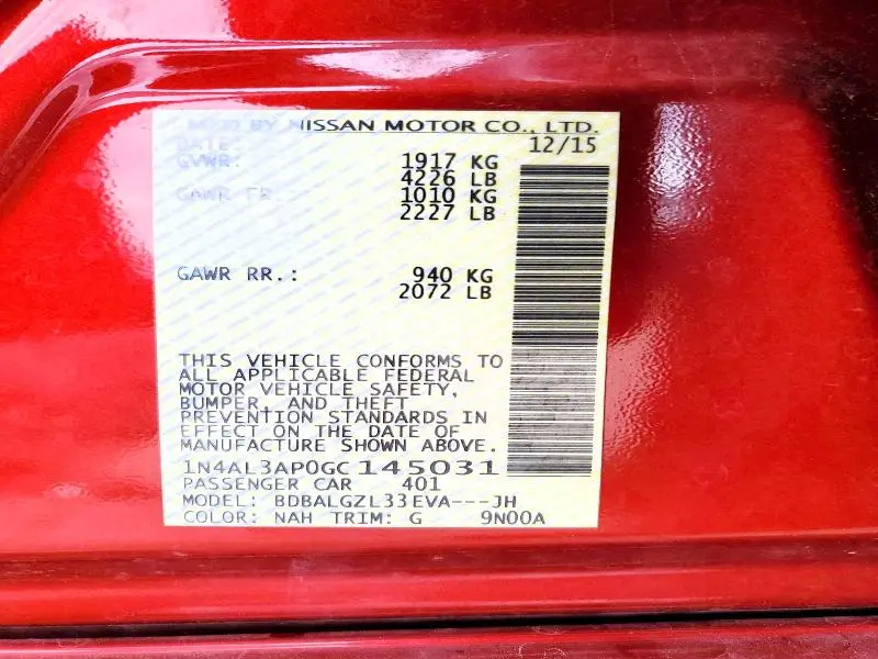 2016 NISSAN ALTIMA 2.5 S  