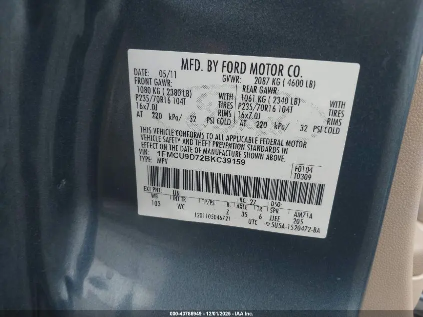 2011 FORD ESCAPE XLT