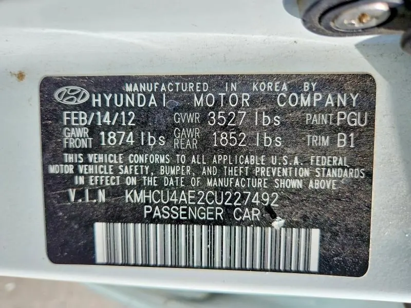 2012 HYUNDAI ACCENT GLS  