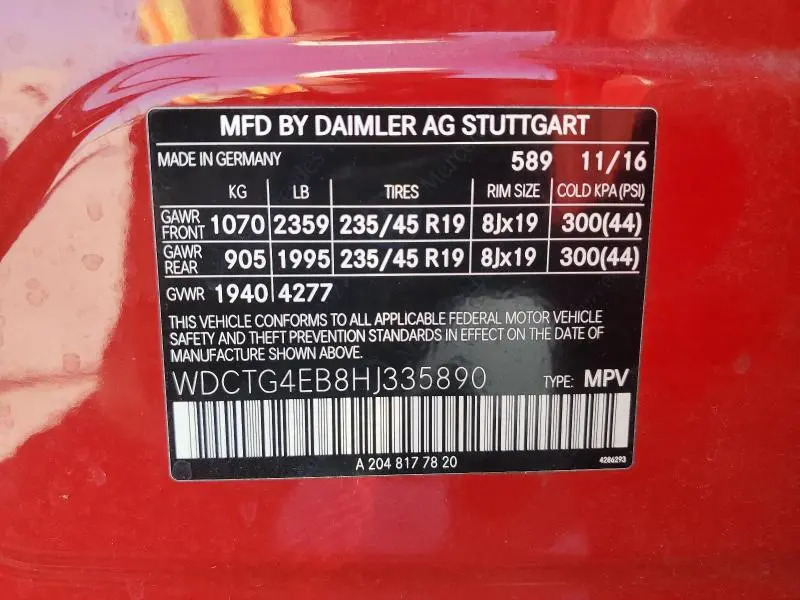 2017 MERCEDES-BENZ GLA 250  