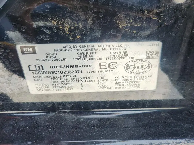 2016 CHEVROLET SILVERADO K1500  