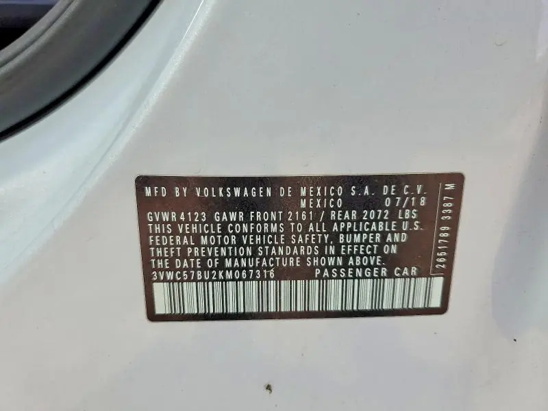 2019 VOLKSWAGEN JETTA S  