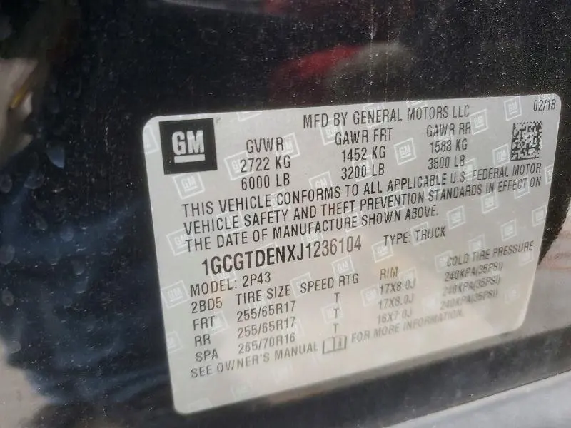 2018 CHEVROLET COLORADO Z71  