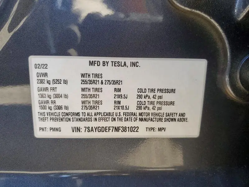 2022 TESLA MODEL Y   