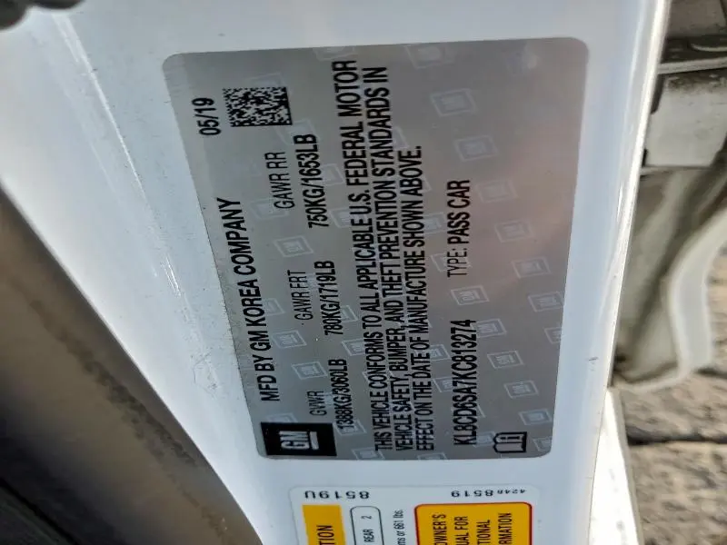 2019 CHEVROLET SPARK 1LT  