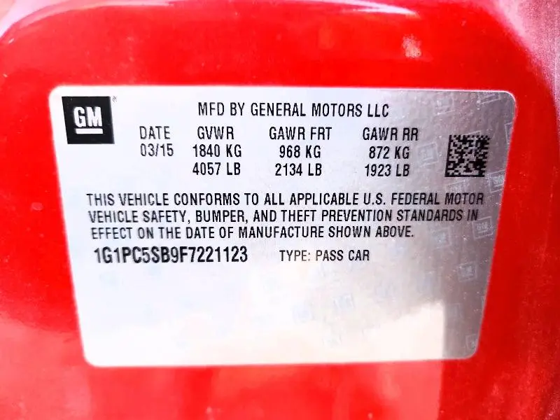 2015 CHEVROLET CRUZE LT  