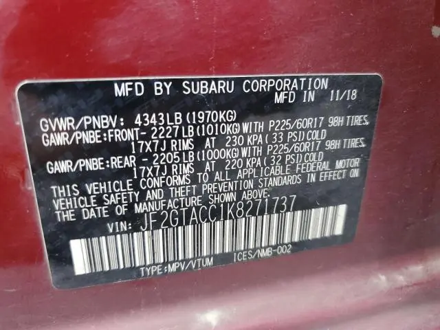 2019 SUBARU CROSSTREK PREMIUM  
