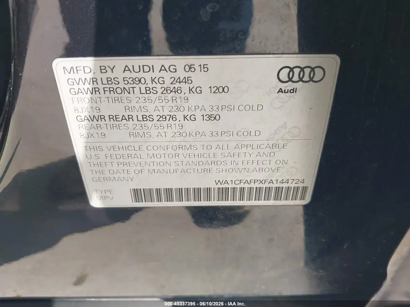 2015 AUDI Q5 2.0T PREMIUM