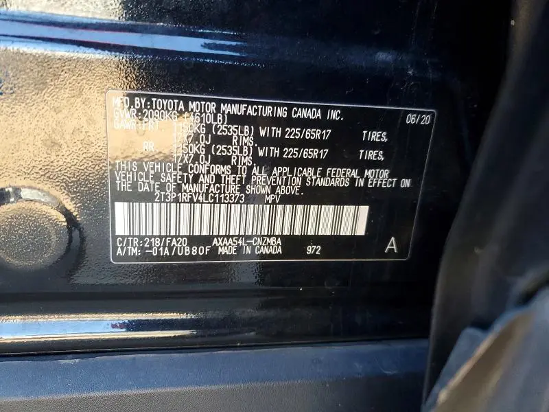 2020 TOYOTA RAV4 XLE  