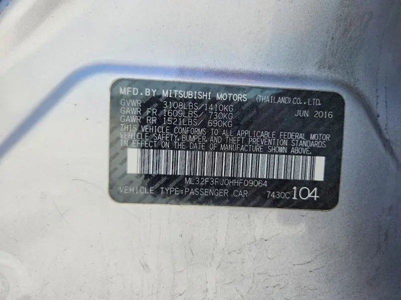 2017 MITSUBISHI MIRAGE G4 ES  