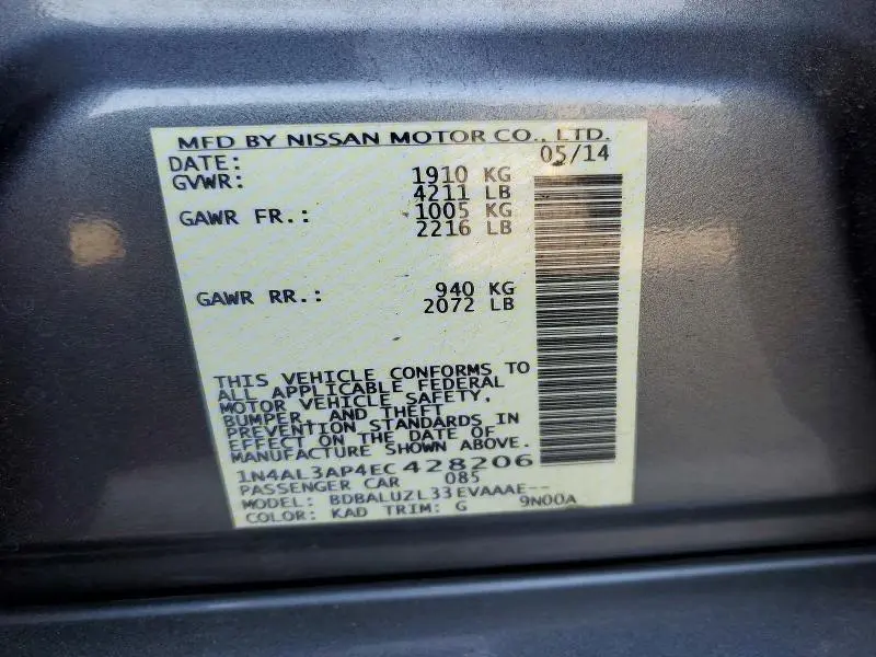 2014 NISSAN ALTIMA 2.5 SV  