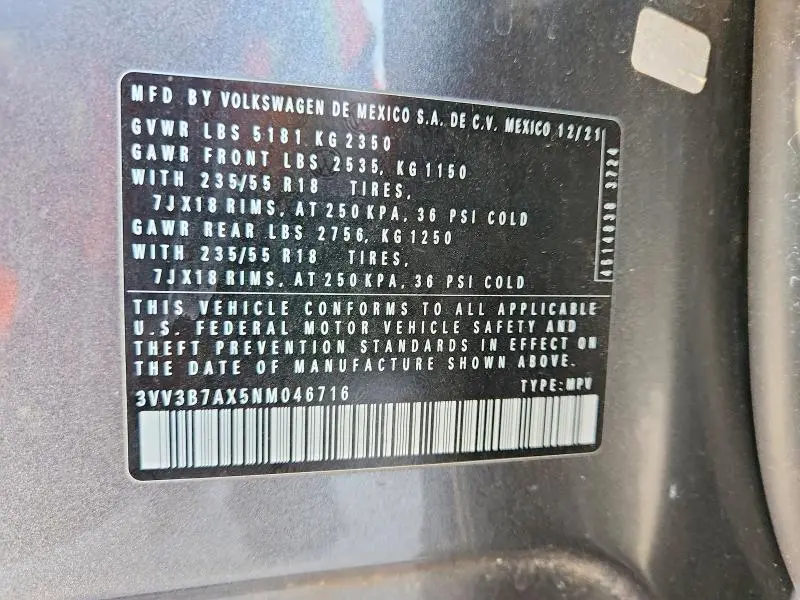 2022 VOLKSWAGEN TIGUAN   