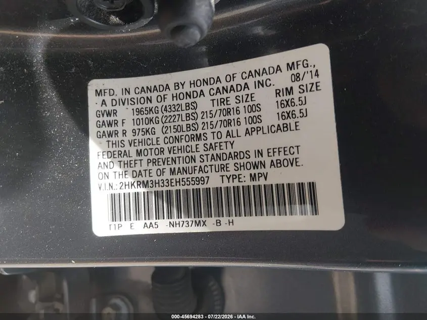 2014 HONDA CR-V LX
