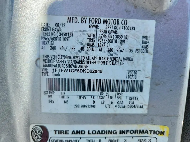 2013 FORD F150 SUPERCREW  