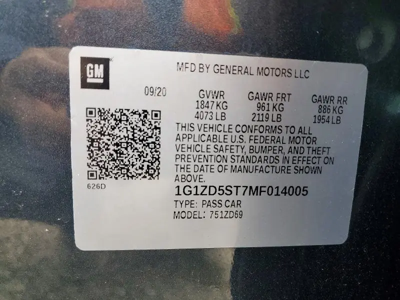 2021 CHEVROLET MALIBU LT  