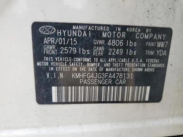 2015 HYUNDAI AZERA   