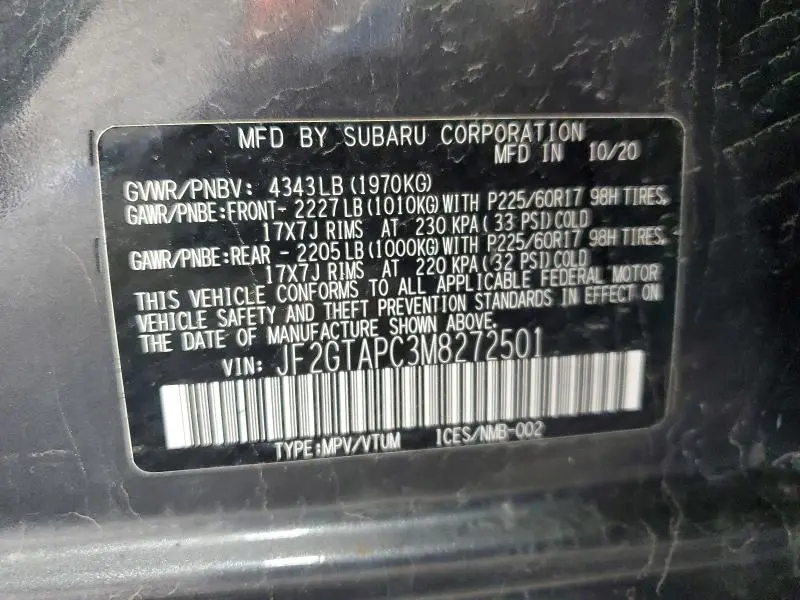 2021 SUBARU CROSSTREK PREMIUM  