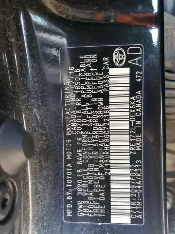 2016 TOYOTA COROLLA L  