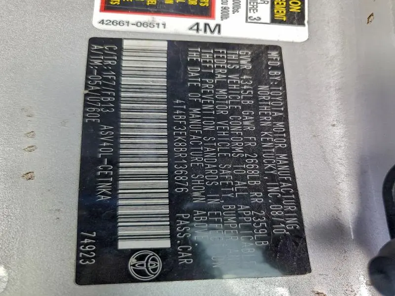 2011 TOYOTA CAMRY BASE  