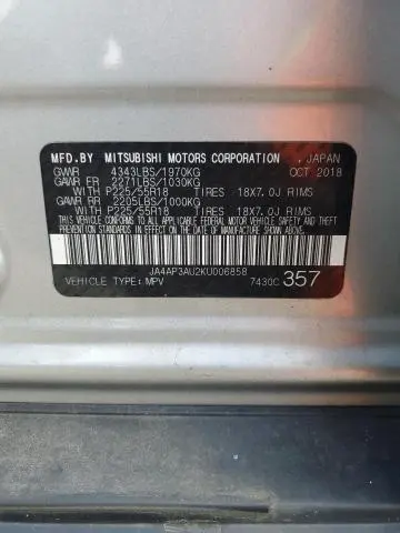 2019 MITSUBISHI OUTLANDER SPORT ES  