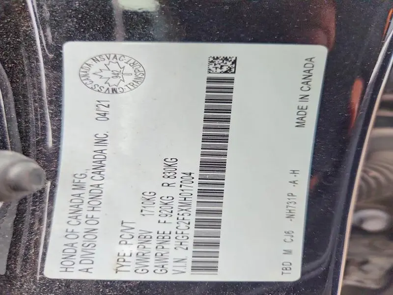 2021 HONDA CIVIC LX  