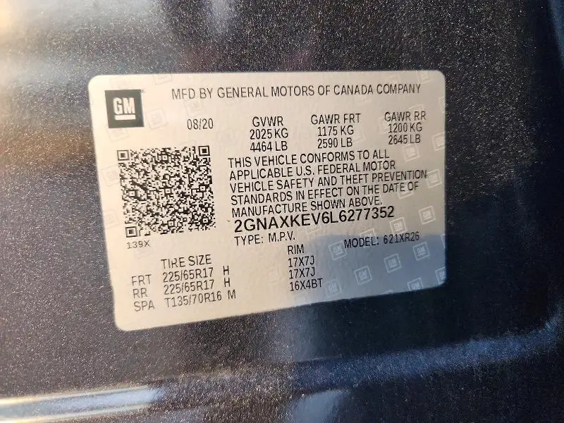 2020 CHEVROLET EQUINOX LT  