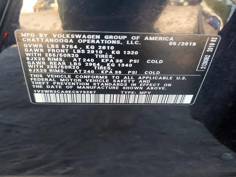 2019 VOLKSWAGEN ATLAS SE  