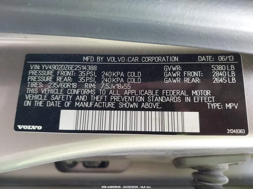 2014 VOLVO XC60 T6 PREMIER PLUS