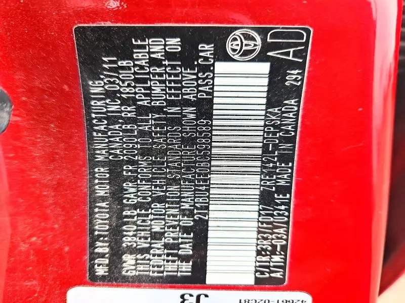 2011 TOYOTA COROLLA BASE  