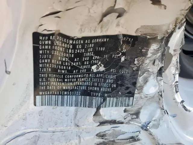 2012 VOLKSWAGEN TIGUAN S  