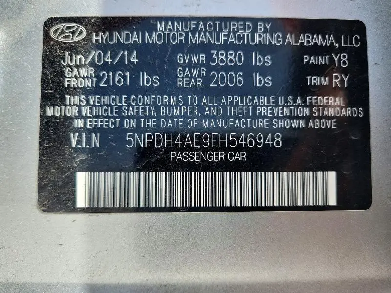 2015 HYUNDAI ELANTRA LIMITED  