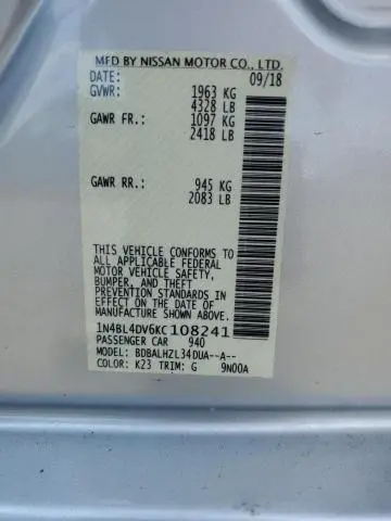 2019 NISSAN ALTIMA SV