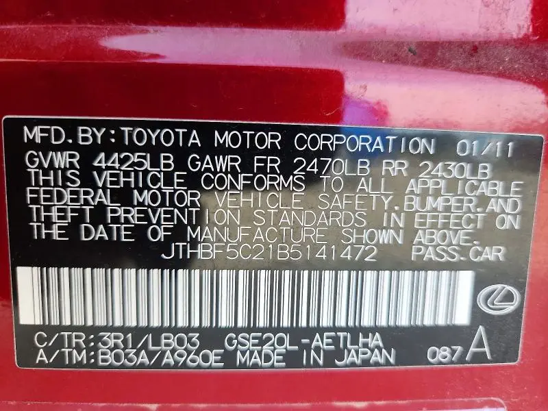 2011 LEXUS IS 250  