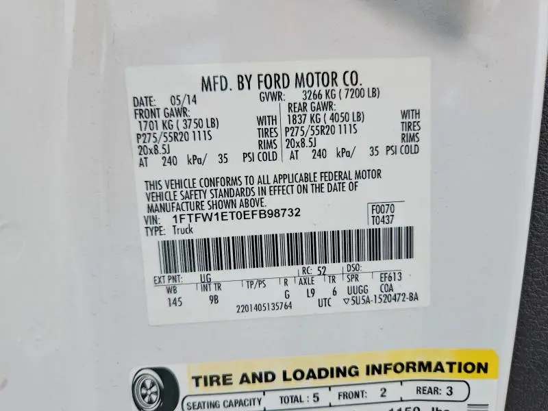 2014 FORD F150 SUPERCREW  