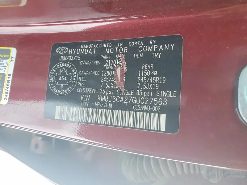 2016 HYUNDAI TUCSON LIMITED  