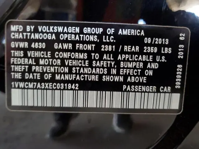 2014 VOLKSWAGEN PASSAT SEL  