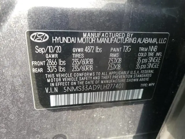 2020 HYUNDAI SANTA FE SEL  