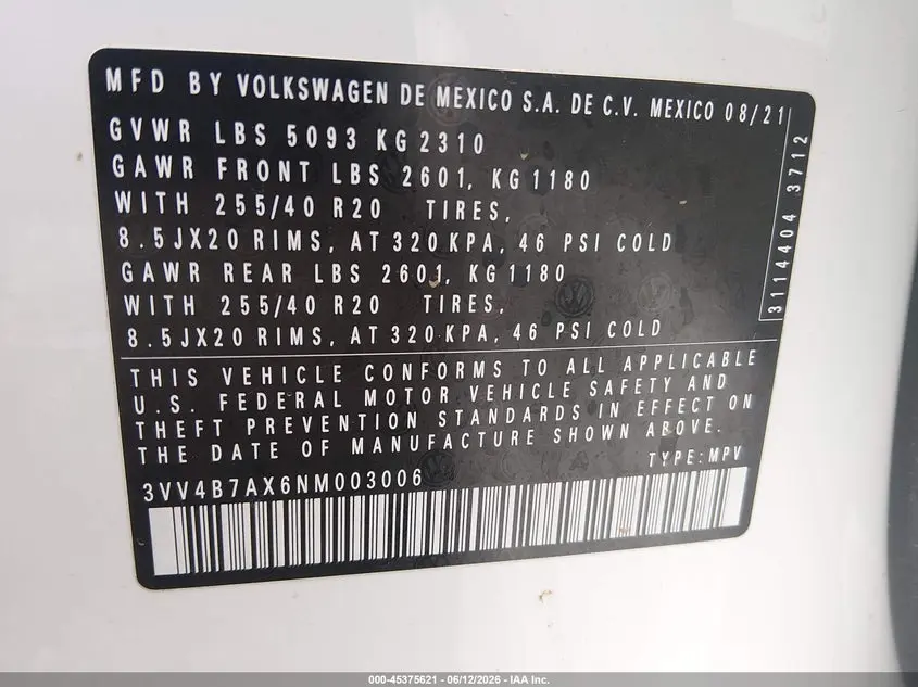 2022 VOLKSWAGEN TIGUAN 2.0T SEL R-LINE
