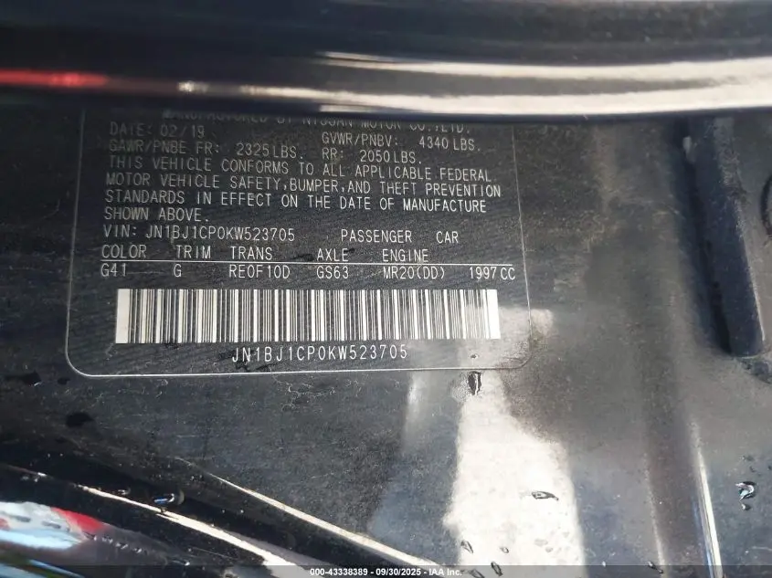 2019 NISSAN ROGUE SPORT S