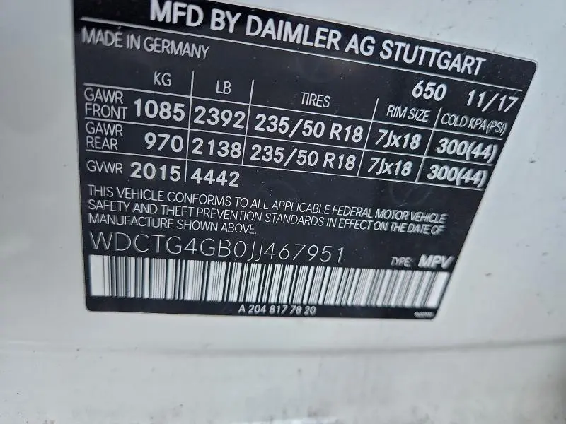 2018 MERCEDES-BENZ GLA 250 4MATIC  