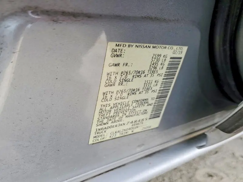 2019 NISSAN FRONTIER SV  