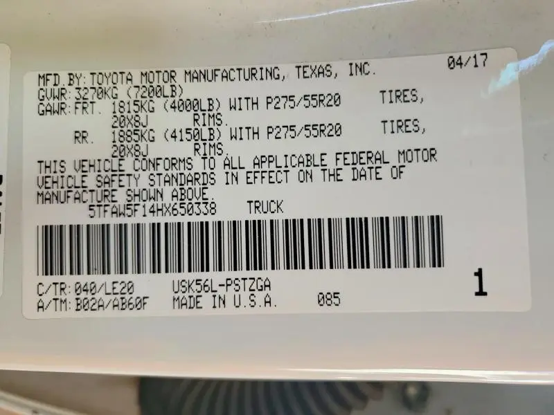 2017 TOYOTA TUNDRA PLATINUM  