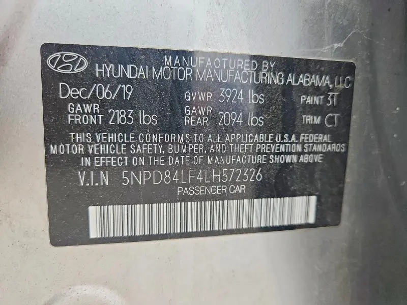 2020 HYUNDAI ELANTRA SEL  