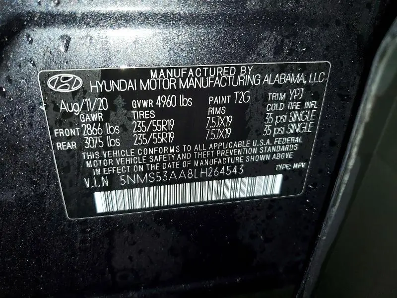 2020 HYUNDAI SANTA FE LIMITED 2.0T  